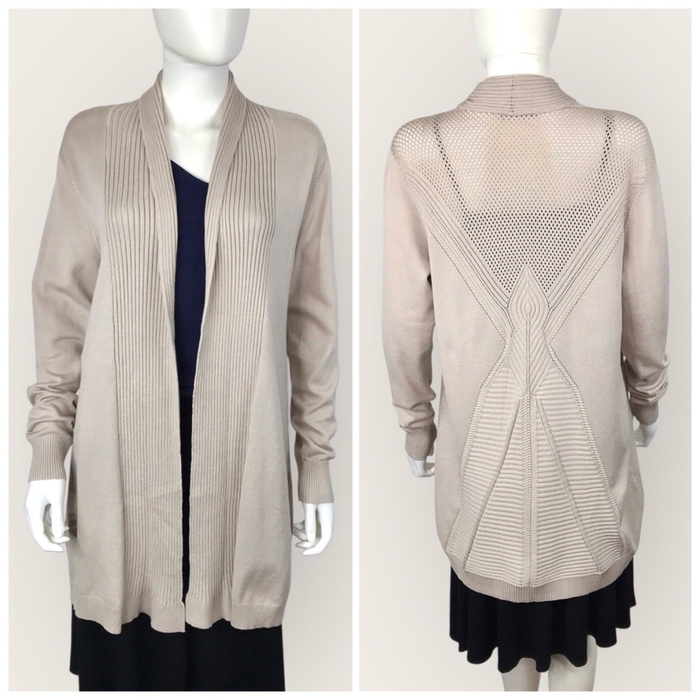 Esperanza Beige Open-Front Cardigan Long Neutral